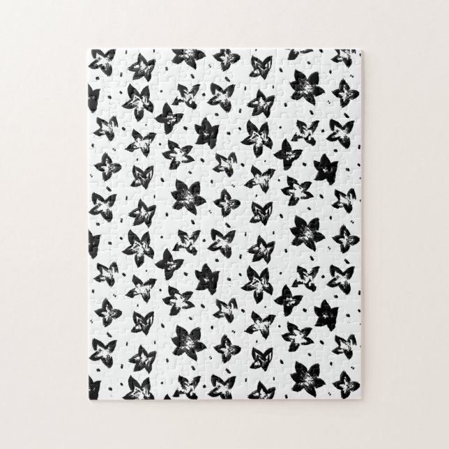 Reconstructed Floral Pattern - Achromatic Goth Jigsaw Puzzle (Vertical)
