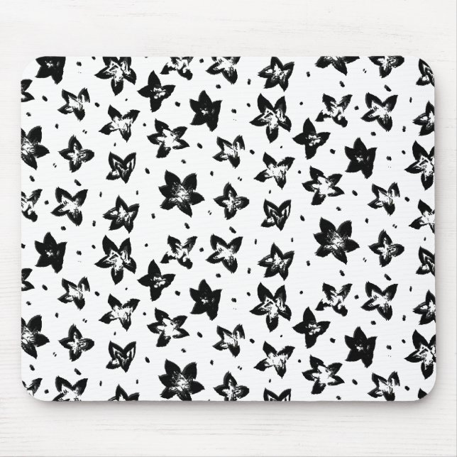 Reconstructed Floral Pattern - Achromatic Goth Mouse Mat (Front)