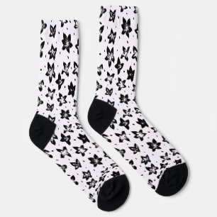 Reconstructed Floral Pattern - Achromatic Goth Socks