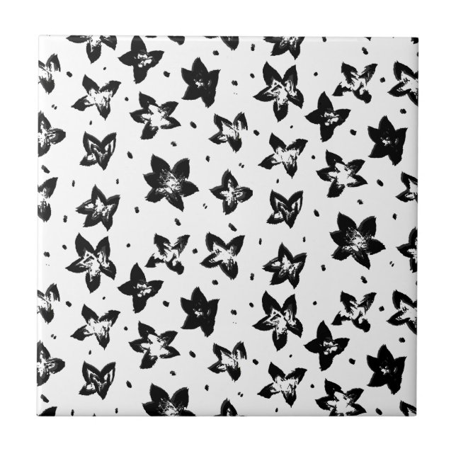 Reconstructed Floral Pattern - Achromatic Goth Tile (Front)