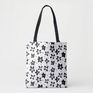 Reconstructed Floral Pattern - Achromatic Goth Tote Bag