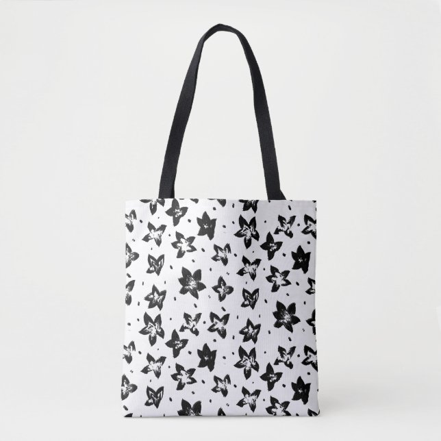 Reconstructed Floral Pattern - Achromatic Goth Tote Bag (Front)
