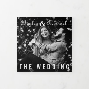 Record Album Cover B&W Photo Unique Wedding Invite