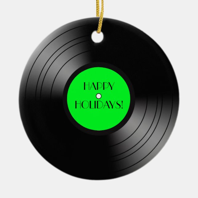 Record Album Happy Holidays Ceramic Tree Decoration (Front)