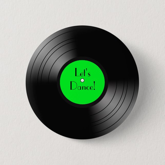 Record Album Let's Dance Novelty Party Favours 6 Cm Round Badge (Front)