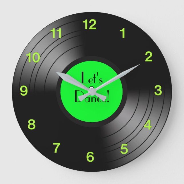 Record Album Let's Dance Novelty Twelve Numbers Large Clock (Front)