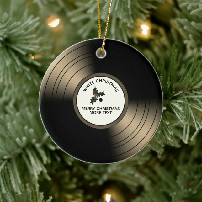 Record Album Personalised Christmas Bronze Tint Ceramic Tree Decoration (Tree)