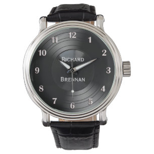 Record Album Personalised Novelty White Numbers Watch