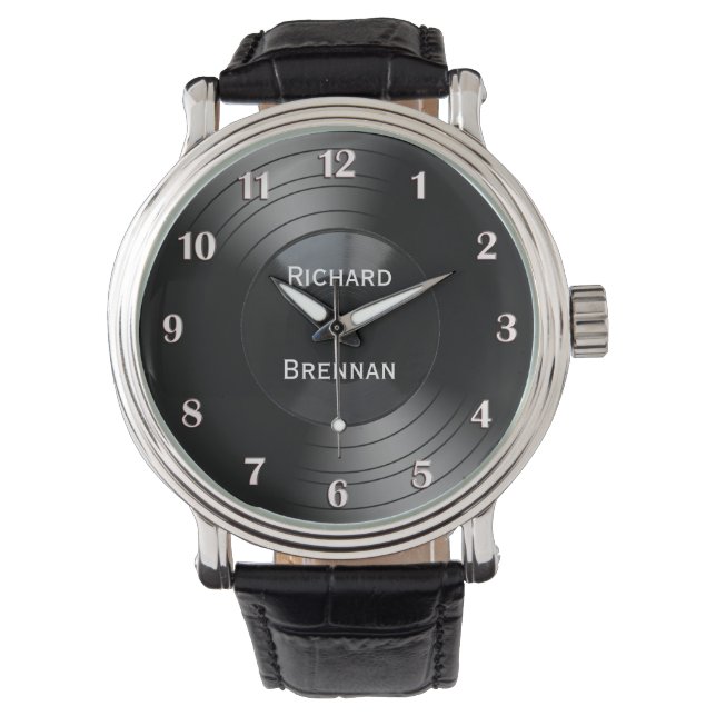 Record Album Personalised Novelty White Numbers Watch (Front)