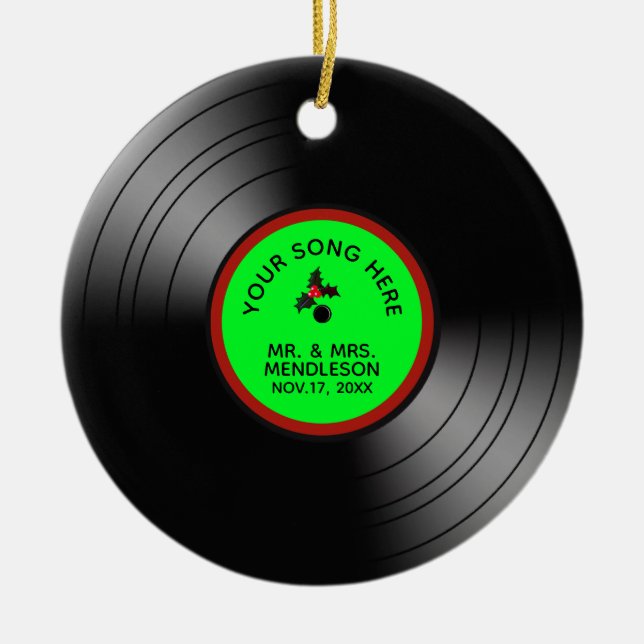 Record Album Personalized Christmas 2 Ceramic Tree Decoration (Front)