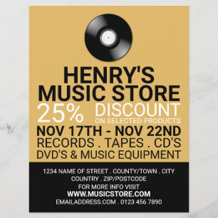 Record Logo, Music Store Advertising Flyer