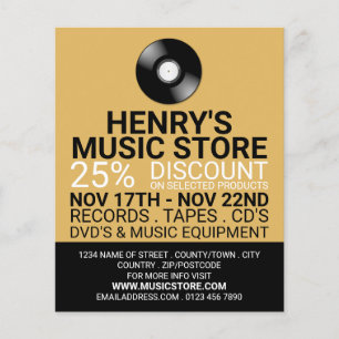 Record Logo, Music Store Advertising Flyer
