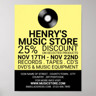 Record Logo, Music Store Advertising Poster