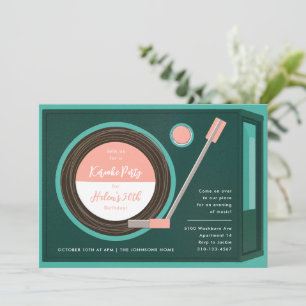Record Player Music Birthday Party Invitation