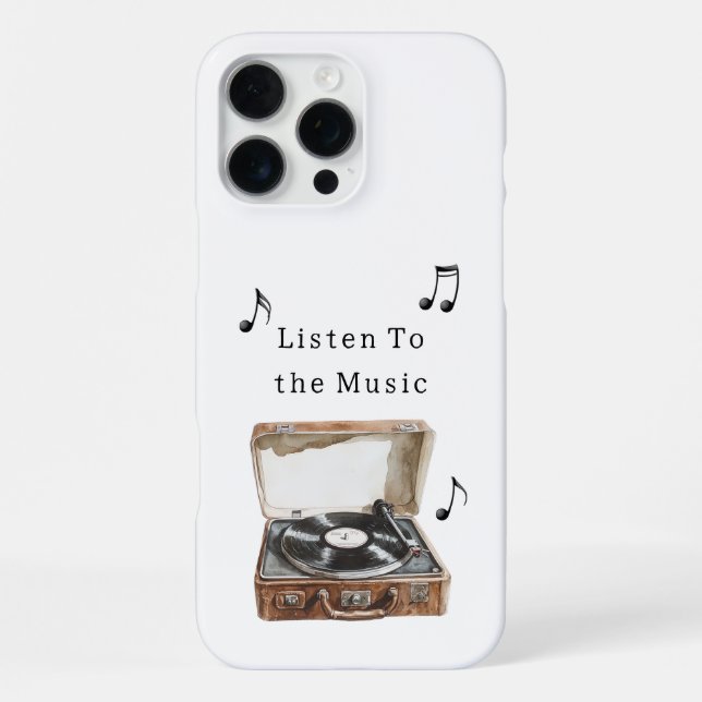 Record Player Music Notes iPhone Case (Back)