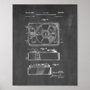 Record Player Patent - Chalkboard Poster