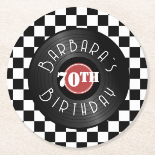 Record Player Rock N Roll Themed Birthday Party Round Paper Coaster