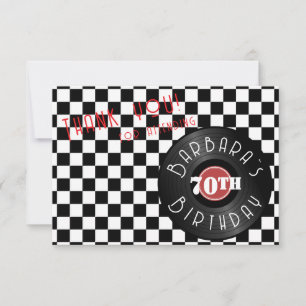 Record Player Rock N Roll Themed Birthday Party Thank You Card