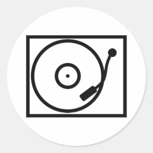 record player turntable icon classic round sticker