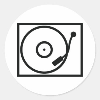 record player turntable icon classic round sticker