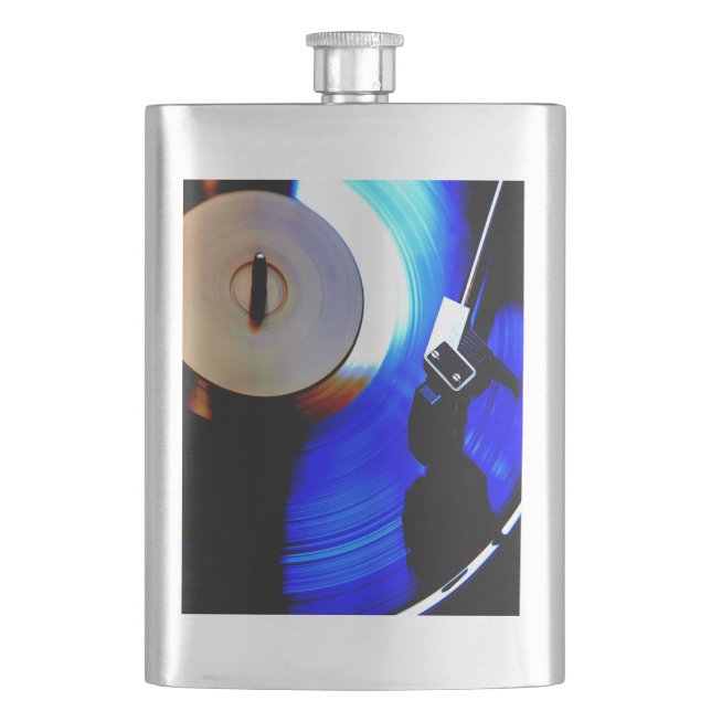 Record Playing Music Lover Hip Flask (Front)