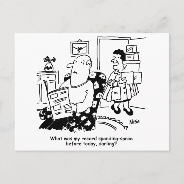 Record Spending-Spree Funny Postcard (Front)