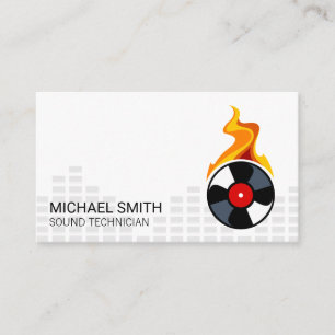 Record Vinyl Flame Headphones Mixer Levels Business Card