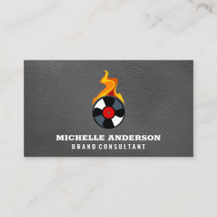 Record Vinyl Flame   Leather Background Business Card