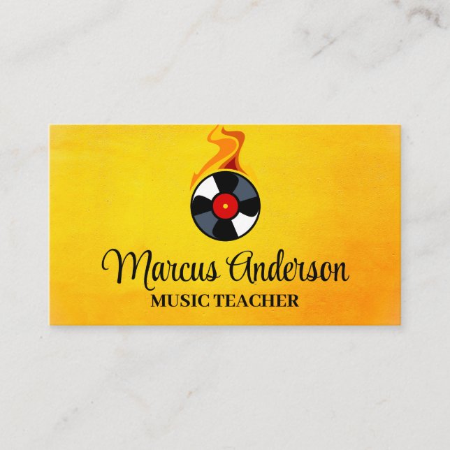 Record Vinyl Flame Logo | Music Business Card (Front)