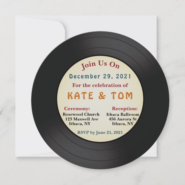 Record Wedding Invitation (Front)