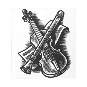 recorder and violin notepad