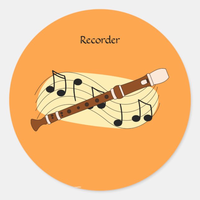 Recorder Classic Round Sticker (Front)