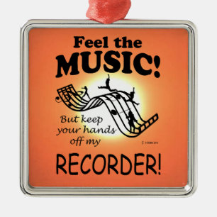 Recorder Feel The Music Metal Tree Decoration