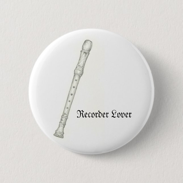 Recorder Lover 6 Cm Round Badge (Front)