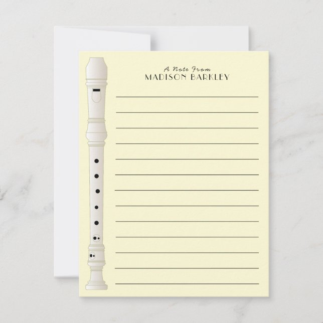 Recorder Music Teacher Thank You Card (Front)