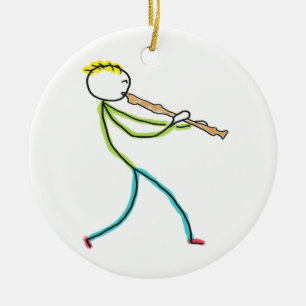 Recorder Playing Stickman Ceramic Tree Decoration