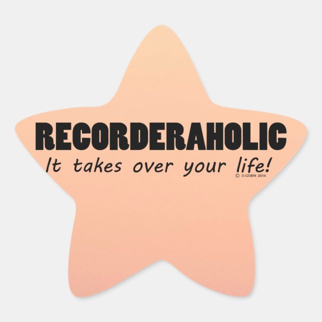 Recorderaholic Life Star Sticker (Front)