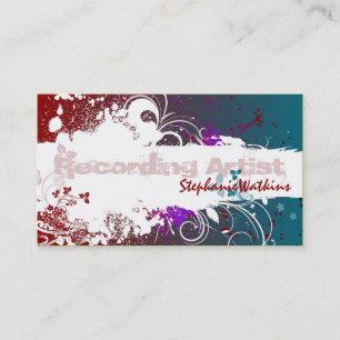 Recording Artist Business Card Grunge Splatter