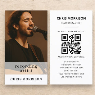 Recording Artist QR Code Photo Business Card