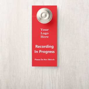 Recording In Progress Business Logo Bright Red Door Hanger
