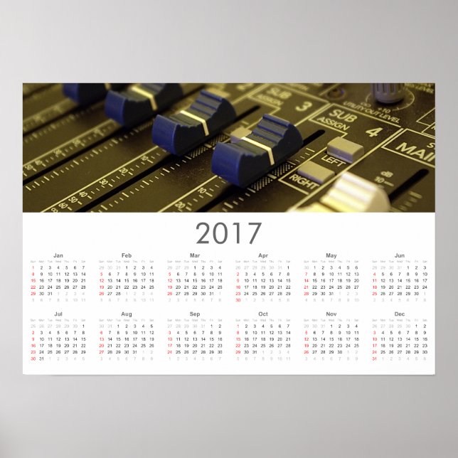 Recording studio Calendar 2017 Poster (Front)