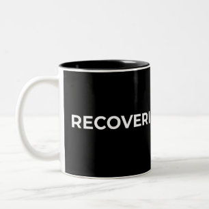 Recovering Optimist Minimalist Typographic Black  Two-Tone Coffee Mug