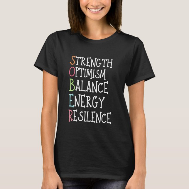 Recovery Addiction Month Sober Sobriety Tee (Front)