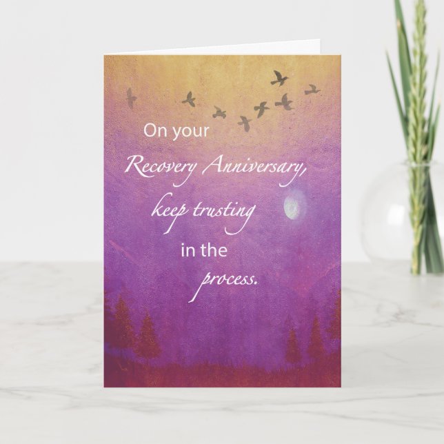 Recovery Anniversary Golden Night Sky Card (Front)