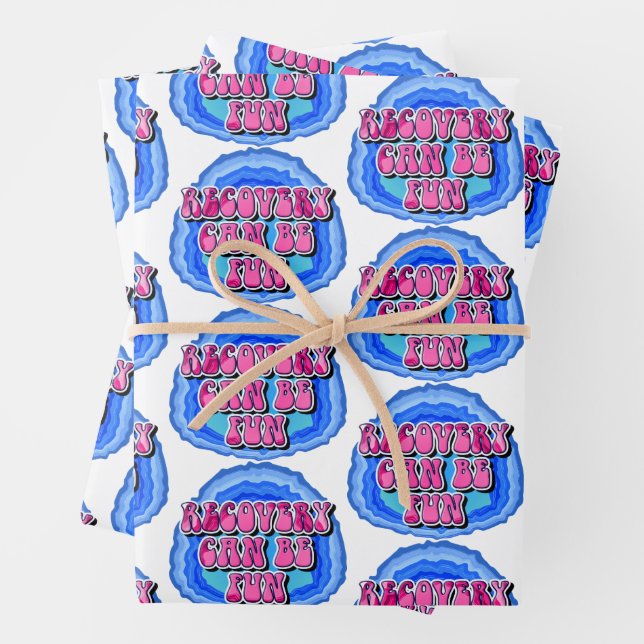 Recovery FUN Geode 12 Step AA Recovery Slogan Wrapping Paper Sheet (In situ)