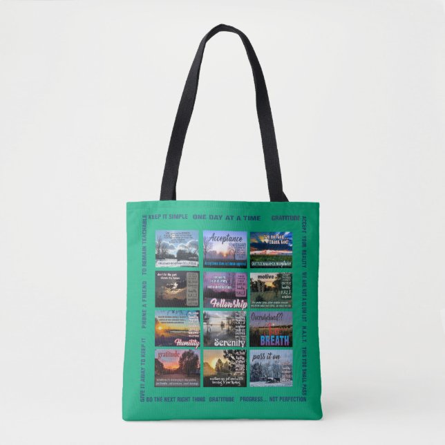 recovery is a journey and slogans 25r tote bag (Front)