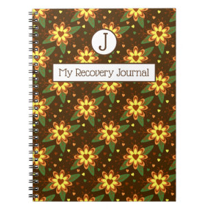 Recovery Journal Brown & Gold Floral Notebook