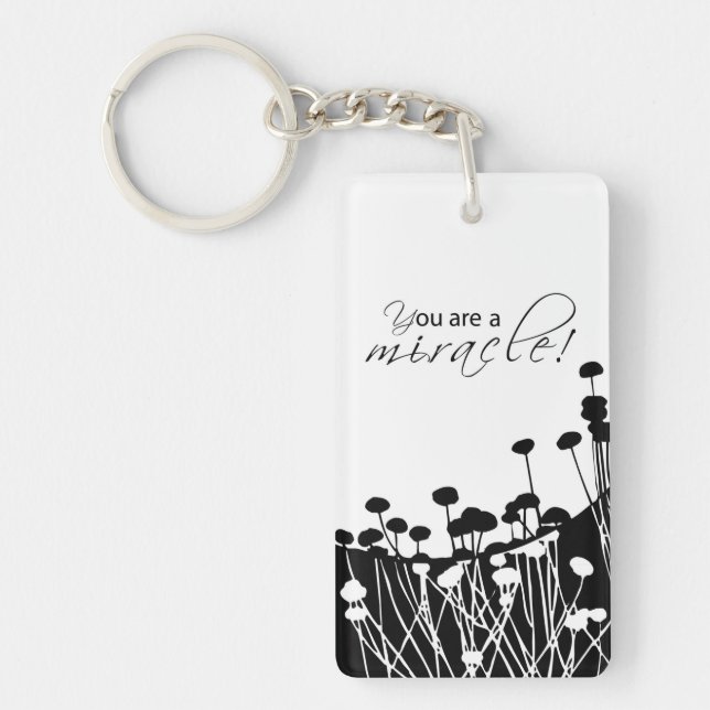 Recovery Miracle, Black and White Key Ring (Front)