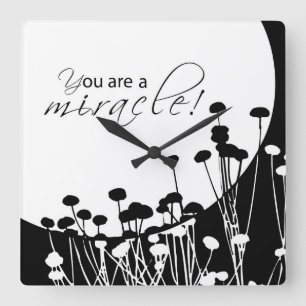 Recovery Miracle, Black and White Square Wall Clock