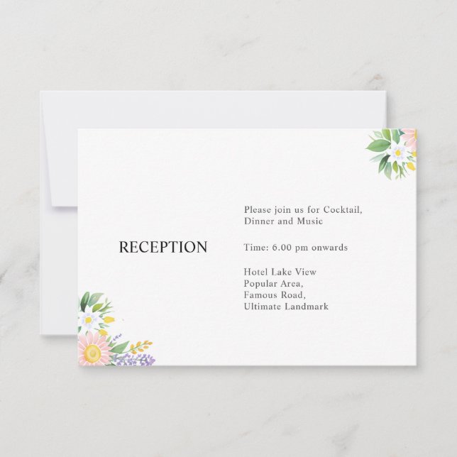 Recpetion Detail Card - Classic Minimal Floral  (Front)